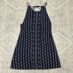 Roxy Half Drift Coverup Navy Summer Beachy Boho Vacation Mini Dress Size L